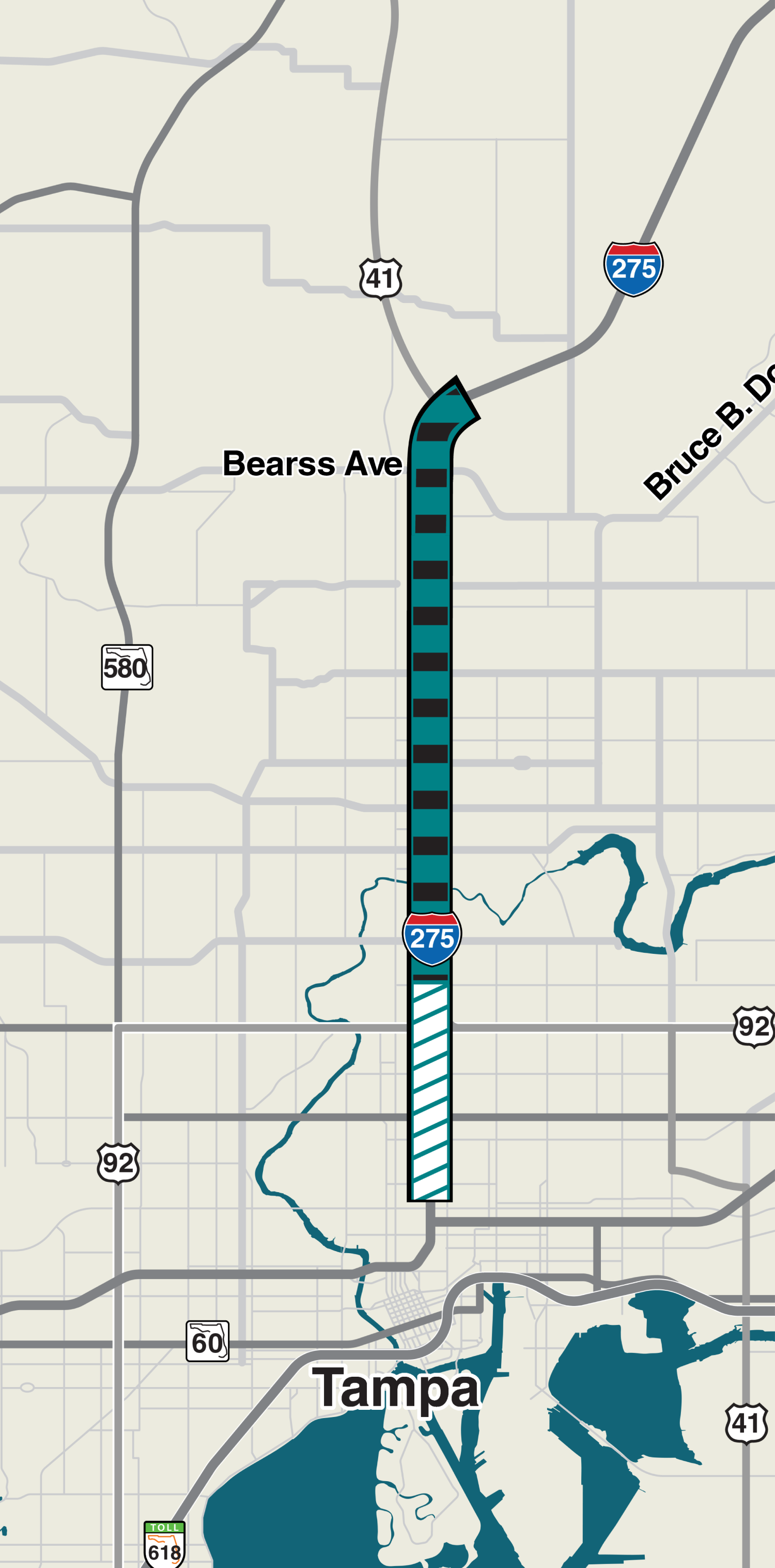 -275 N Of Downtown Tampa map